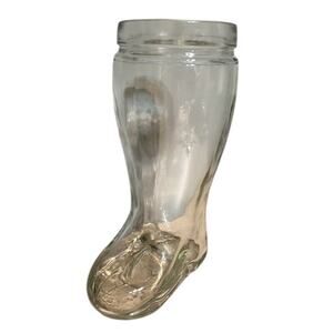 Santa Boot, Glass 9 Inch. Clear Decor Vase Planter Stein Cup Or Mug.